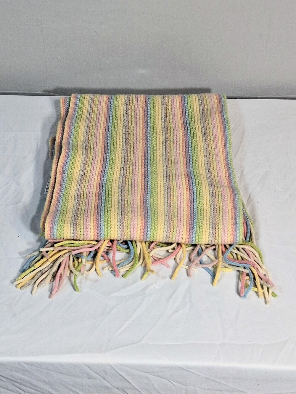 72" X 9" Scotland William Brunton  100% Lambswool Hand Knit Striped Scarf